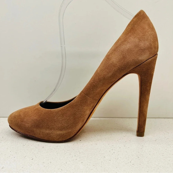 DV Dolce Vita Rosetta Pump Heels Shoes Taupe Tan Genuine Leather Suede Sz 8.5 - Picture 8 of 16